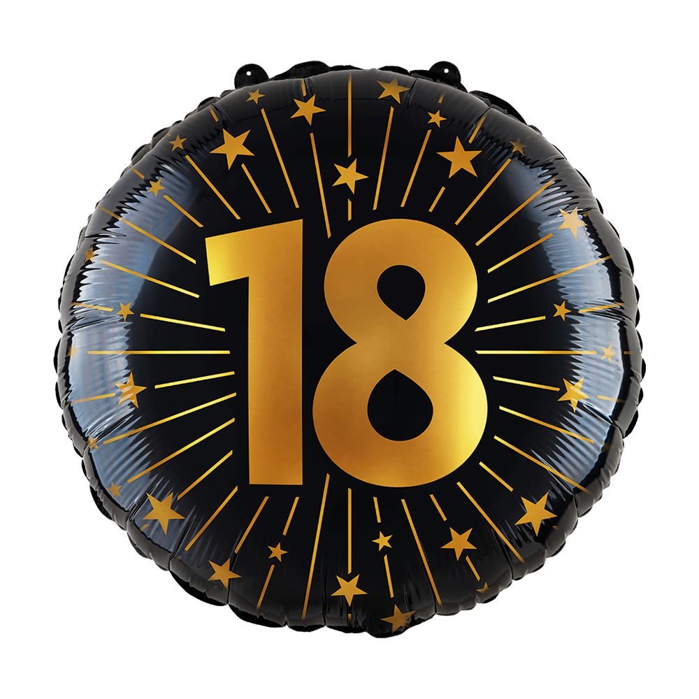Folieballon 18 jaar Zwart Goud