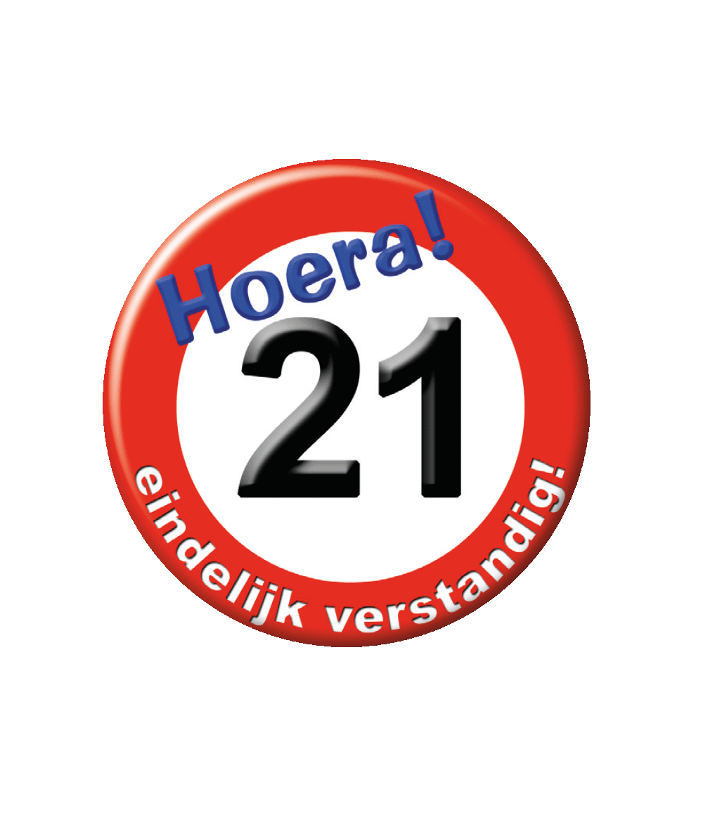 Button 21 jaar Verkeersbord