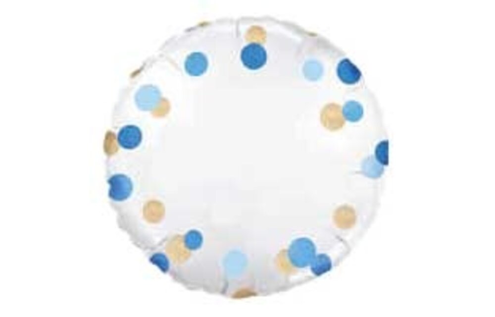 Folie ballon Rond Blanco Blauw Goud