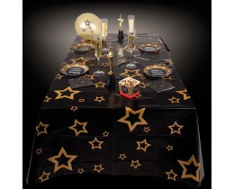 Tafelkleed zwart met gouden sterren