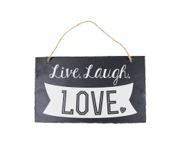 Leisteen bordje Live Laugh Love