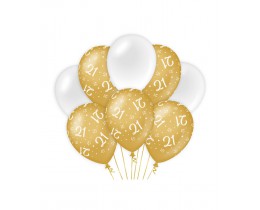 Ballonnen 21 jaar goud en wit