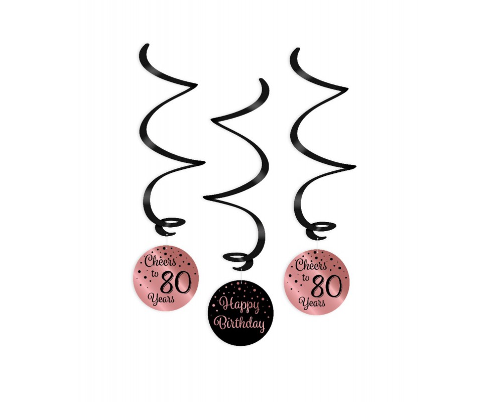 vertalen Maand Voorbereiding Swirl decoratie 80 jaar rosé goud en zwart | Verjaardag | De Goede Keus