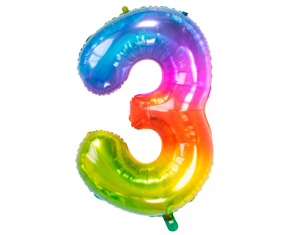 Grote 3 regenboog | cijfer rainbow ballon | De Goede Keus