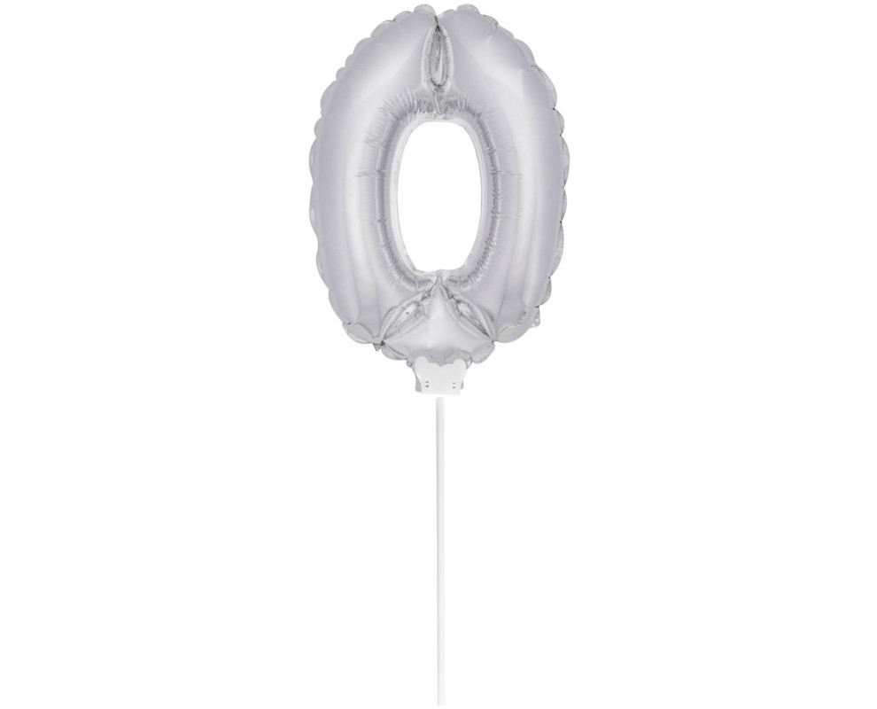 Mini Folieballon 0 zilver