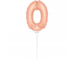Mini folieballon 0 rosé goud