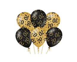 Ballonnen 70 jaar zwart en goud