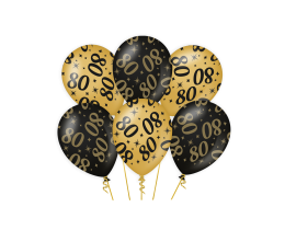 Ballonnen 80 jaar zwart en goud