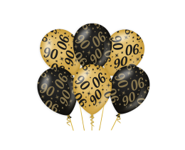 Ballonnen 90 jaar zwart en goud