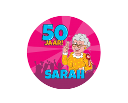 Bierviltjes Sarah 50 jaar Cartoon