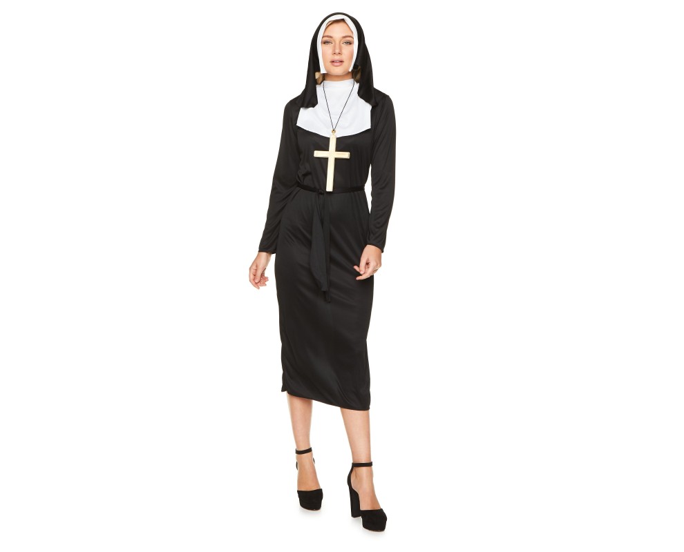 Prediken koelkast Interpretatie Nonnen Kostuum maat L | leuke Nonnen jurk met kap zwart | De Goede Keus