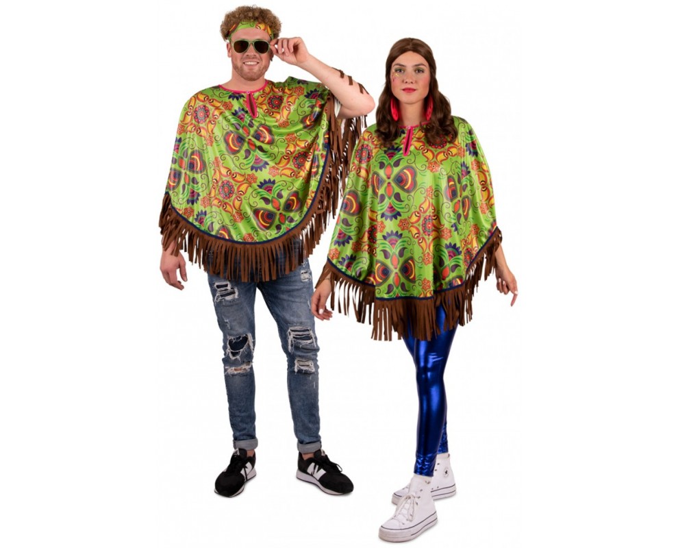 blouse optocht gewoon Hippie Poncho Paisley | Poncho jaren 60 mooie kleuren | De Goede Keus