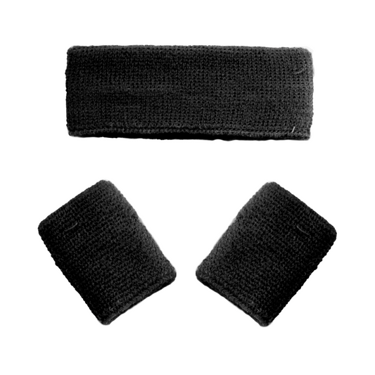 Hoofdband en polsbandjes Zwart