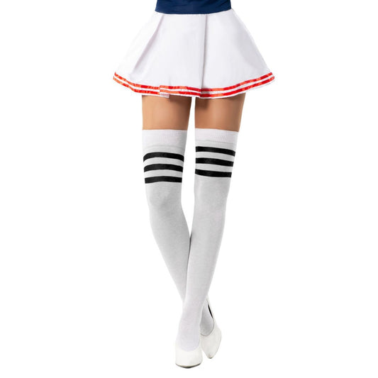 Cheerleader kniekousen Wit Zwart