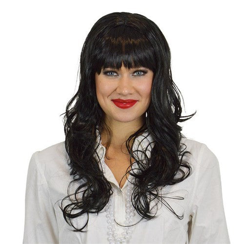 Pruik Patricia lang zwart