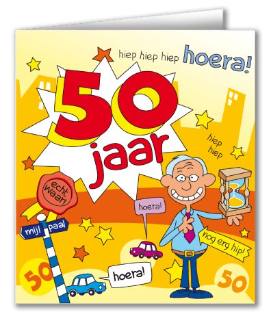 Wenskaart 50 jaar cartoon man