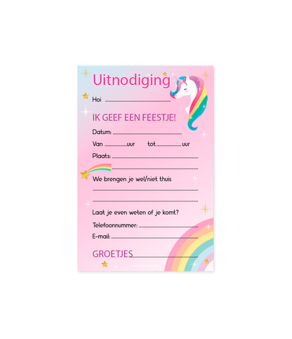 Uitnodigingskaarten Unicorn