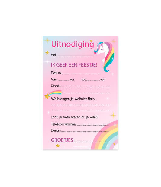 Uitnodigingskaarten Unicorn