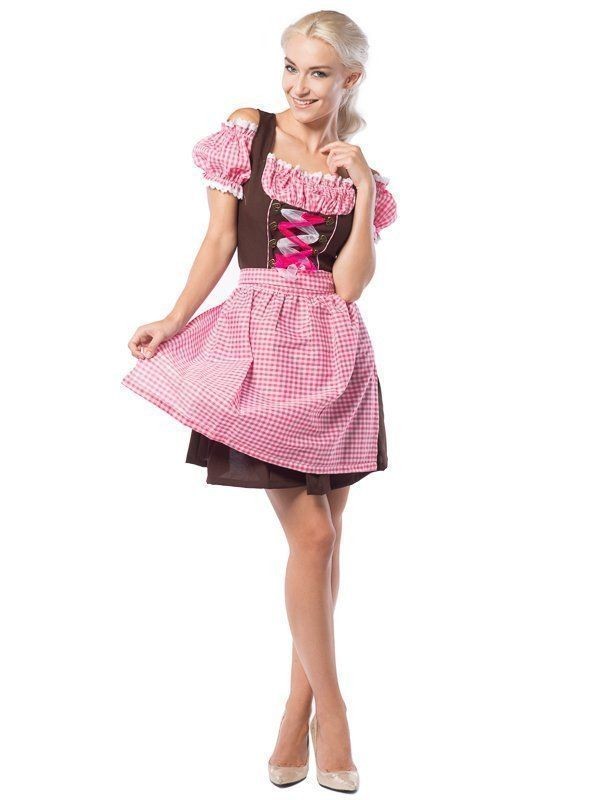 Dirndl jurk Anne-Ruth roze bruin