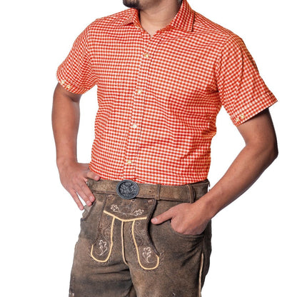 Oktoberfeest Blouse met korte mouw Oranje Wit