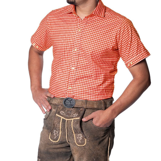 Oktoberfeest Blouse met korte mouw Oranje Wit