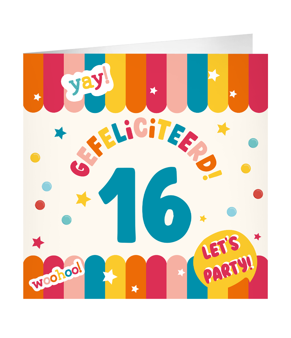 Grote Verjaardagskaart 16 jaar
