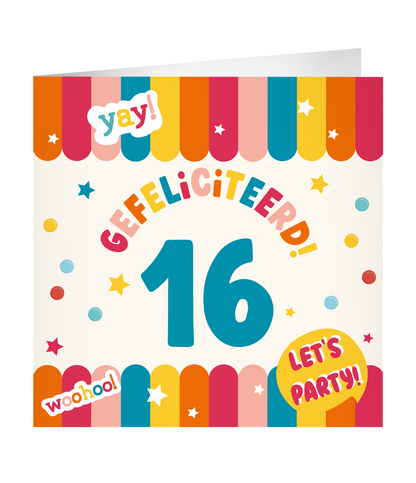 Grote Verjaardagskaart 16 jaar