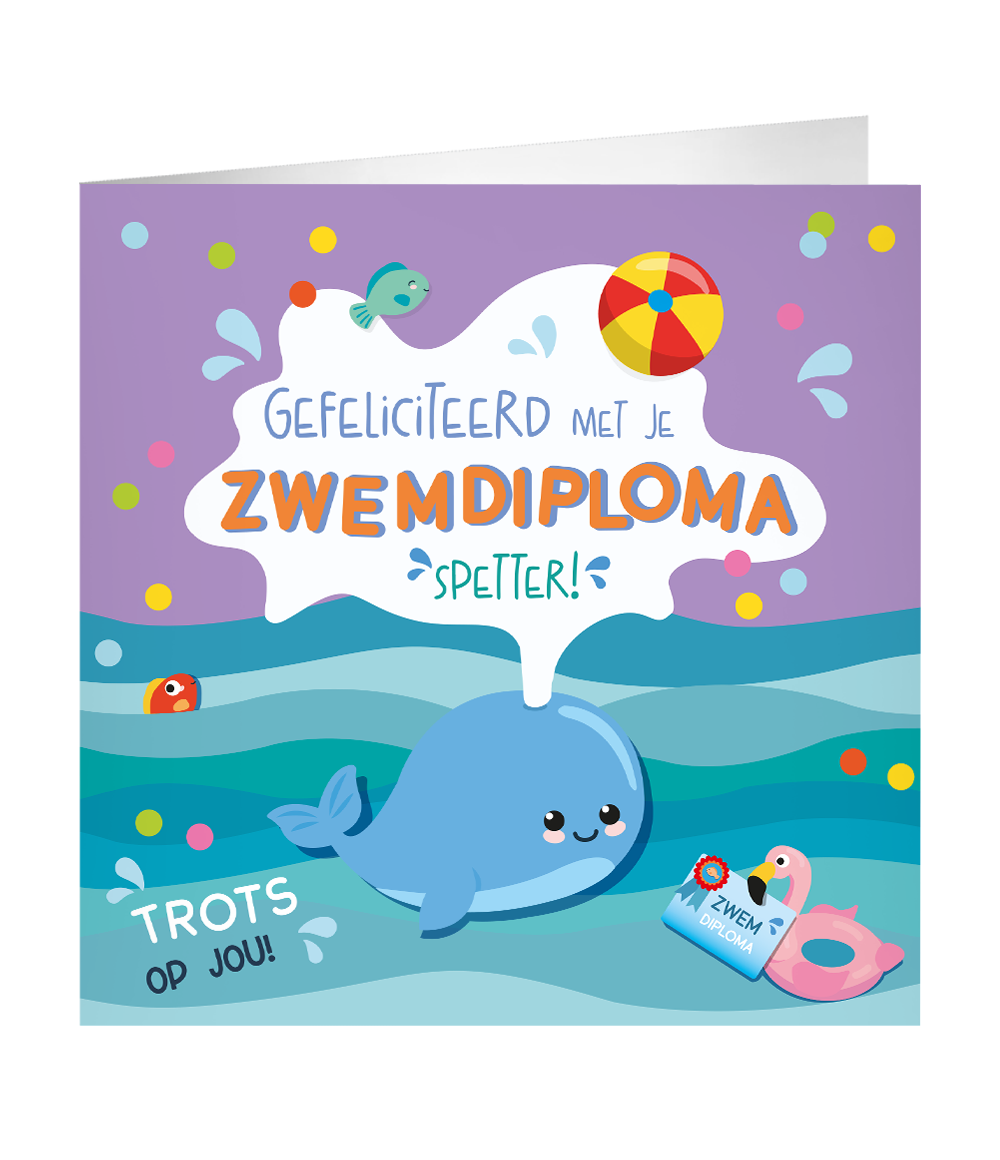 Grote Felicitatiekaart Zwemdiploma