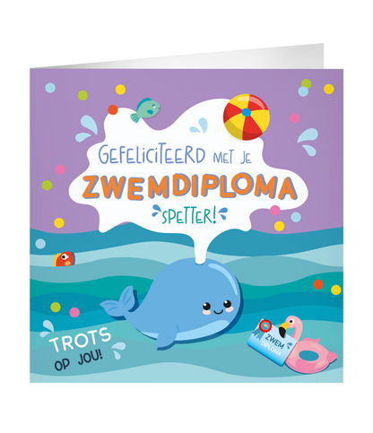 Grote Felicitatiekaart Zwemdiploma