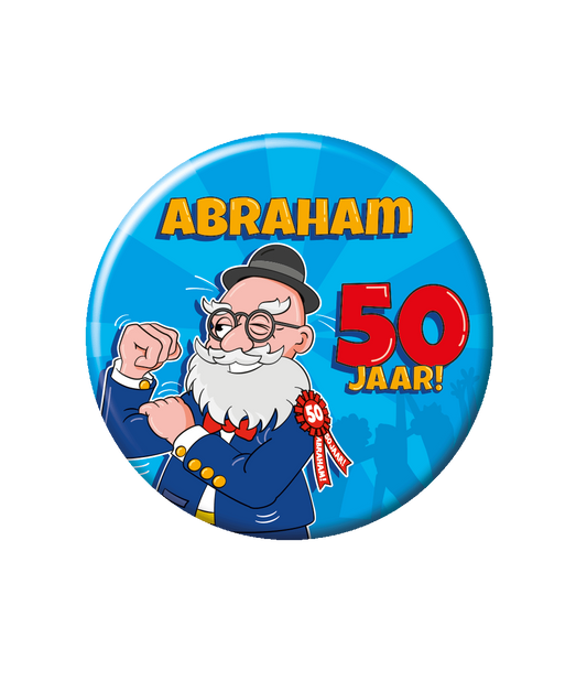 Button Abraham 50 jaar cartoon