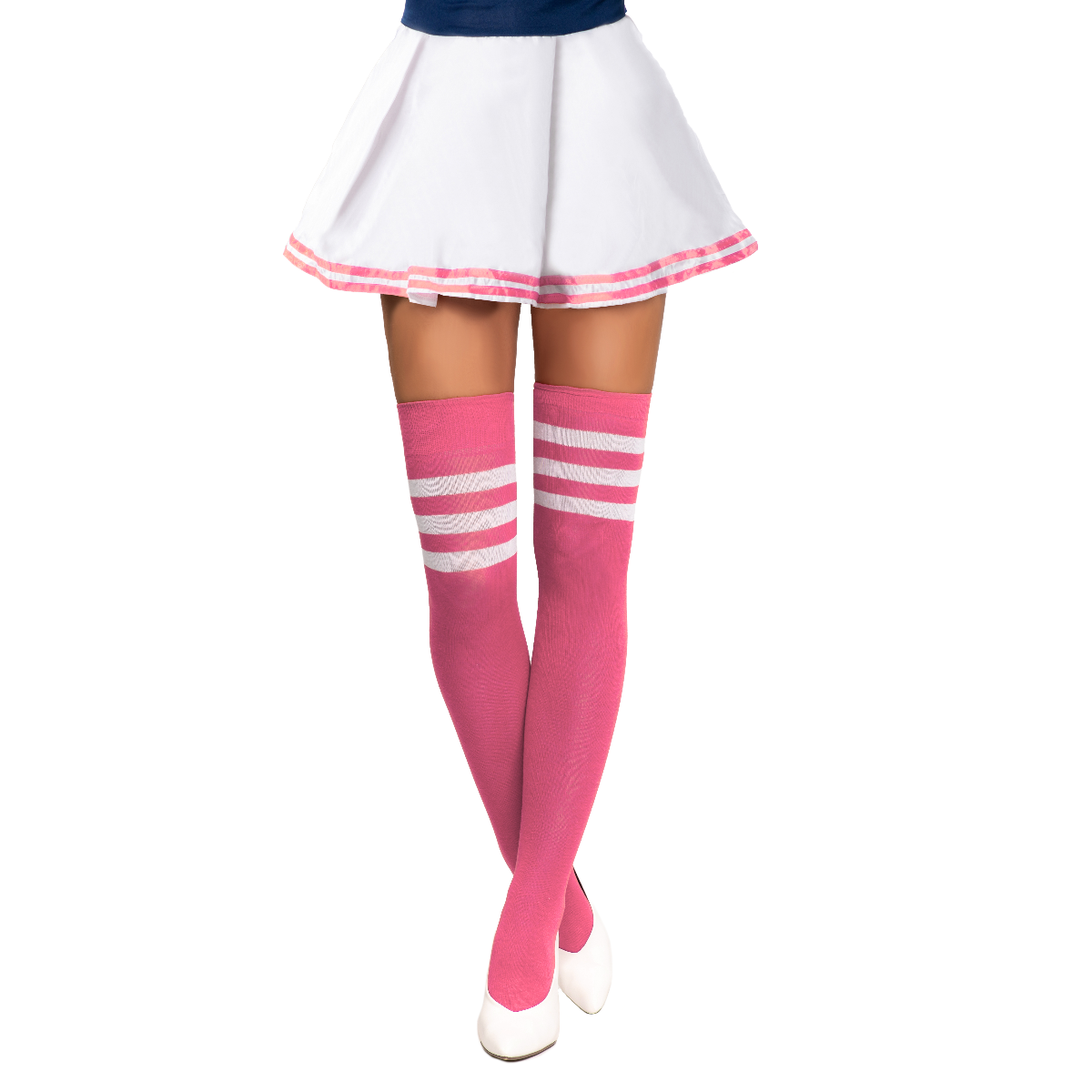 Cheerleader kniekousen Roze Wit