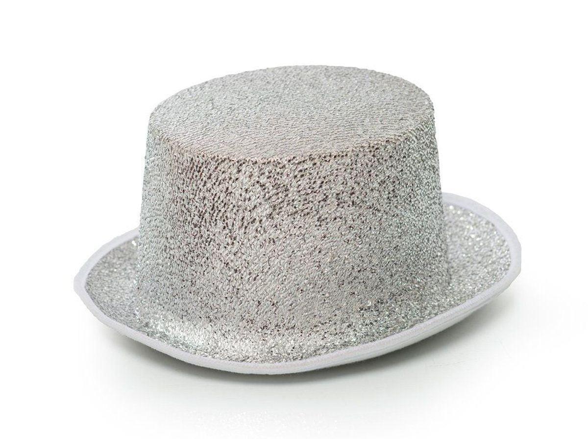 Hoge Hoed glitter Zilver