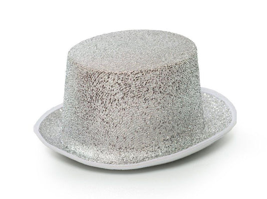 Hoge Hoed glitter Zilver