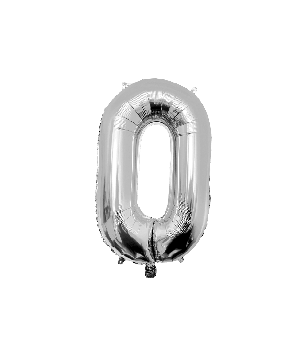 Grote Folieballon 0 zilver