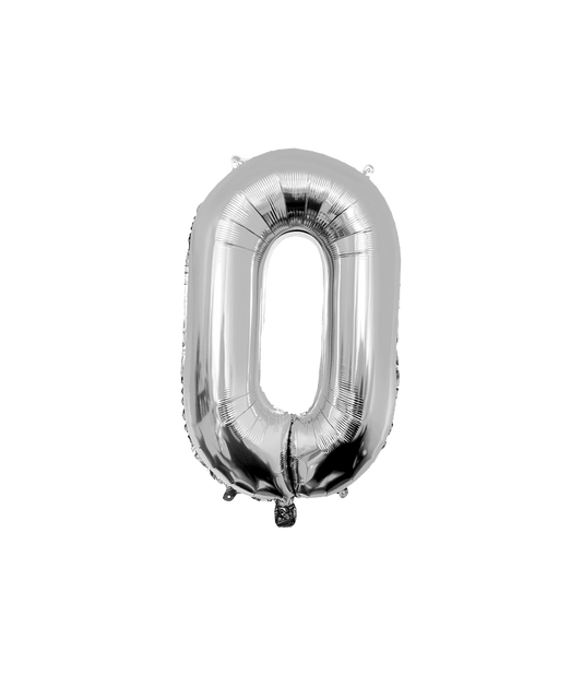 Grote Folieballon 0 zilver