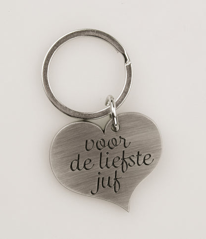 Hart sleutelhanger Juf
