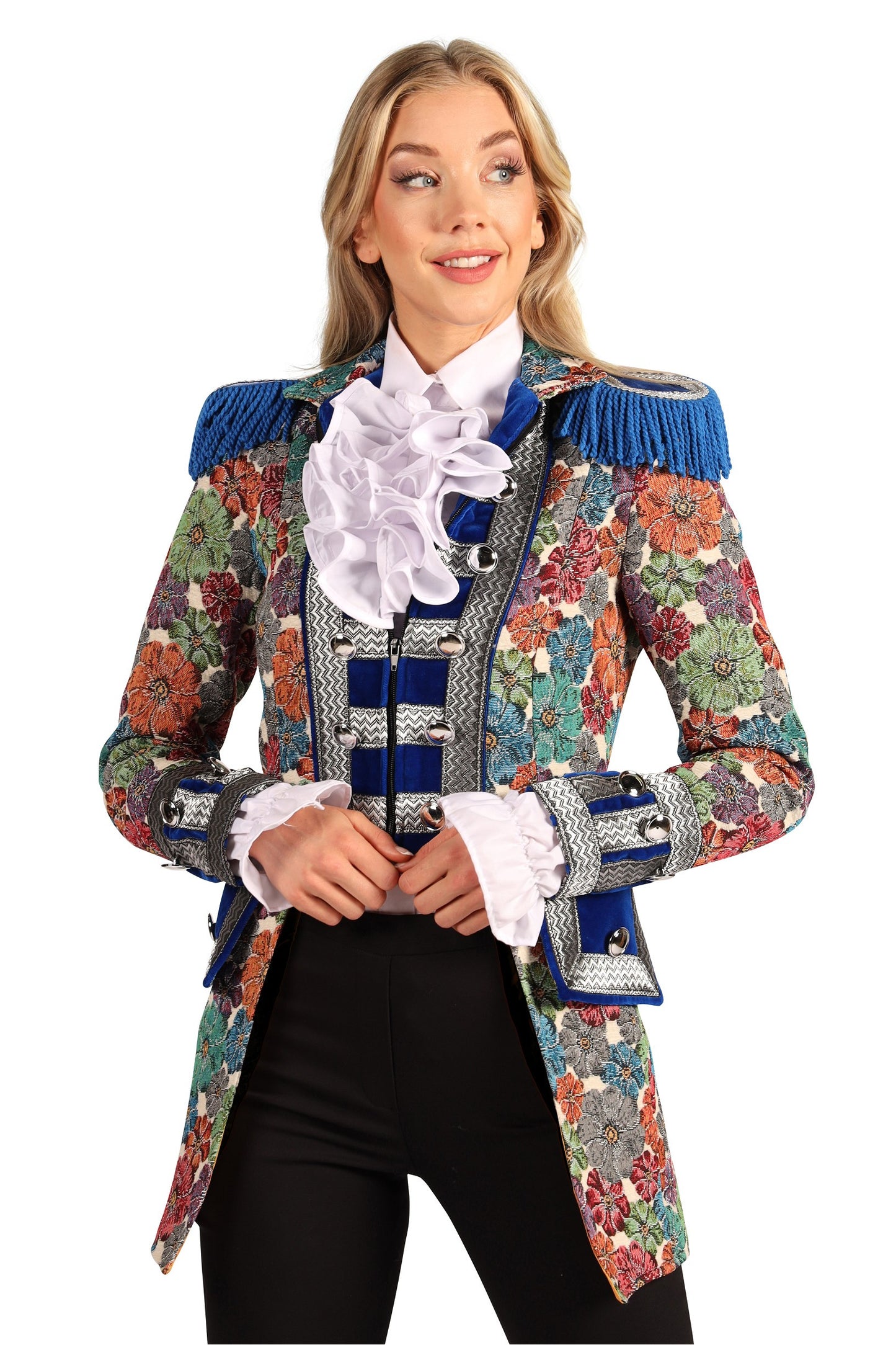 Jas Dame Rustic Flower blauw