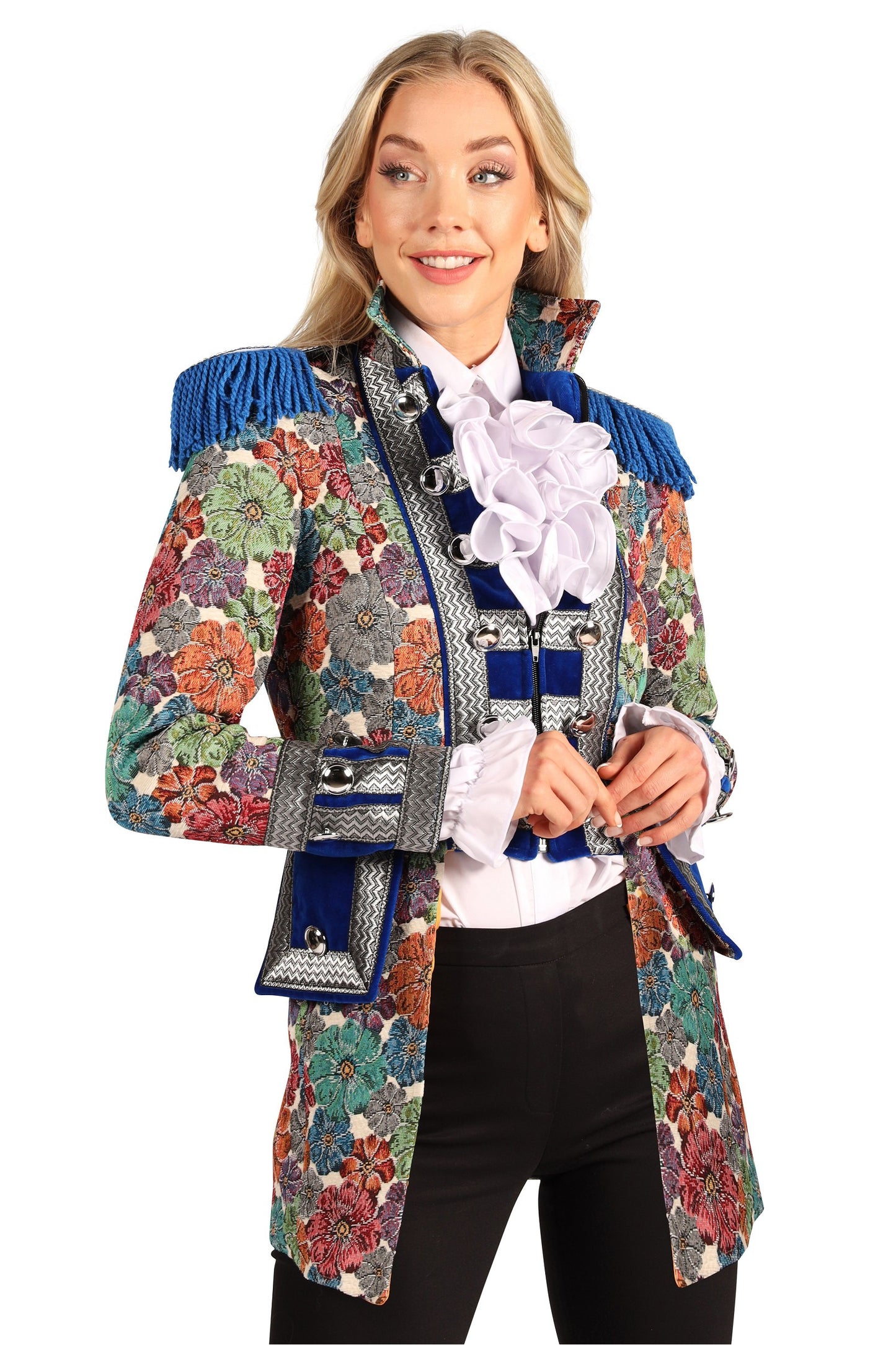 Jas Dame Rustic Flower blauw