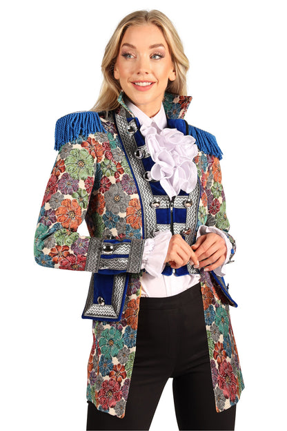 Jas Dame Rustic Flower blauw