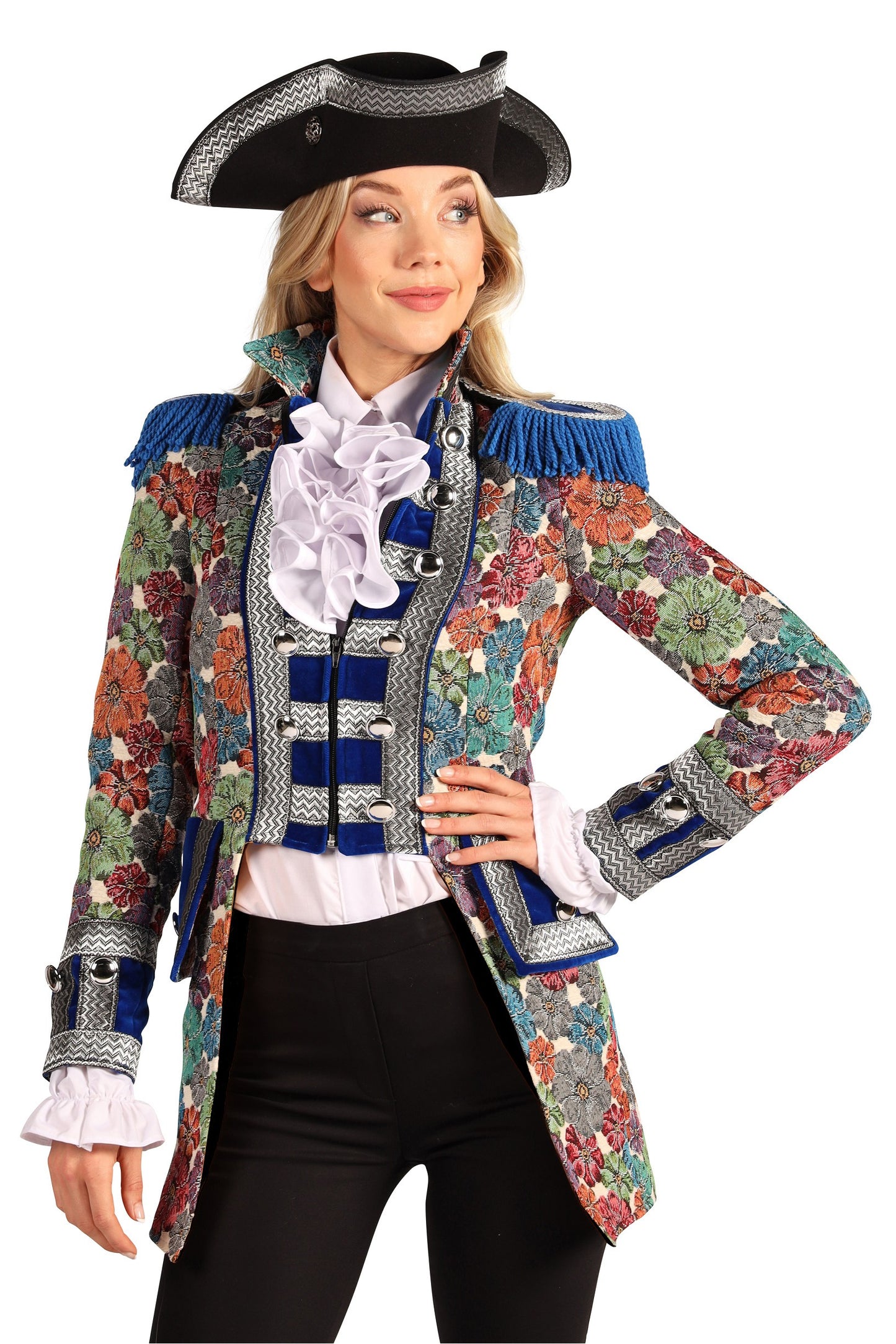 Jas Dame Rustic Flower blauw