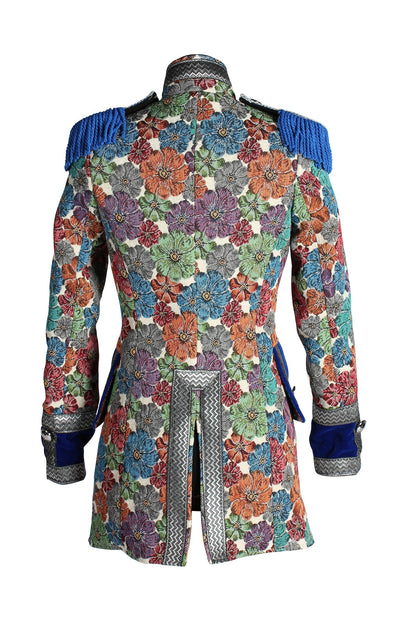 Jas Dame Rustic Flower blauw