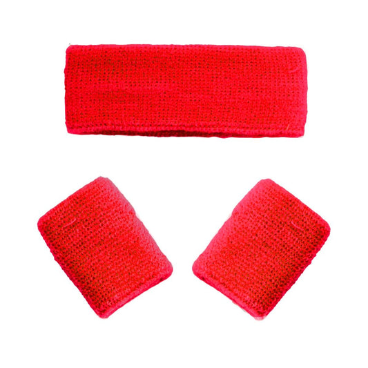 Hoofdband en polsbandjes Rood