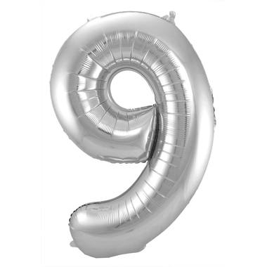 Grote Folieballon 9 zilver