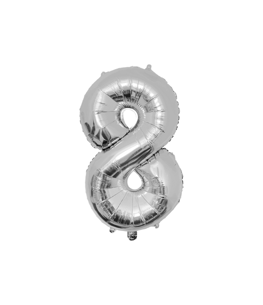 Grote Folieballon 8 zilver