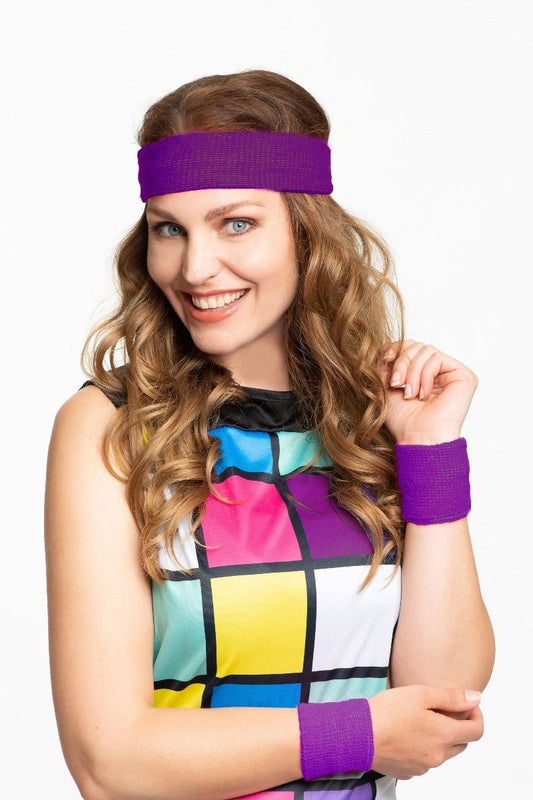 Hoofdband en polsbandjes Paars