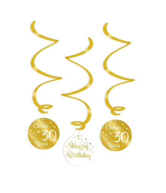 Swirl decoratie 30 jaar goud en wit