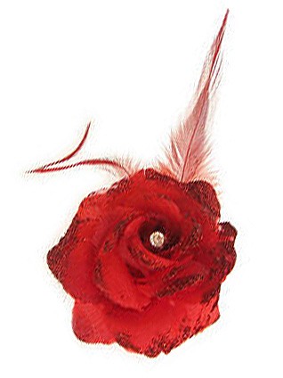 Bloem Zijde met Veer  rood