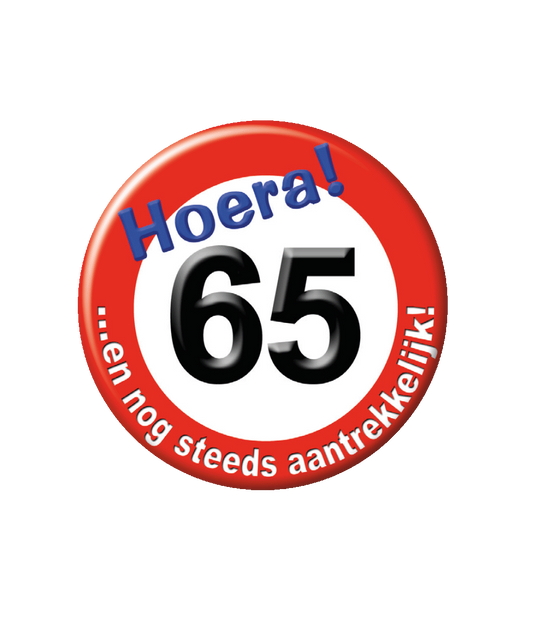 Button 65 jaar Verkeersbord