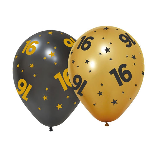 Ballonnen 16 jaar Zwart Goud