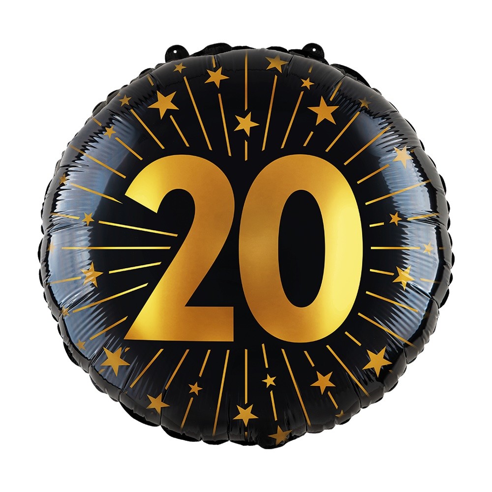Folieballon 20 jaar Zwart Goud